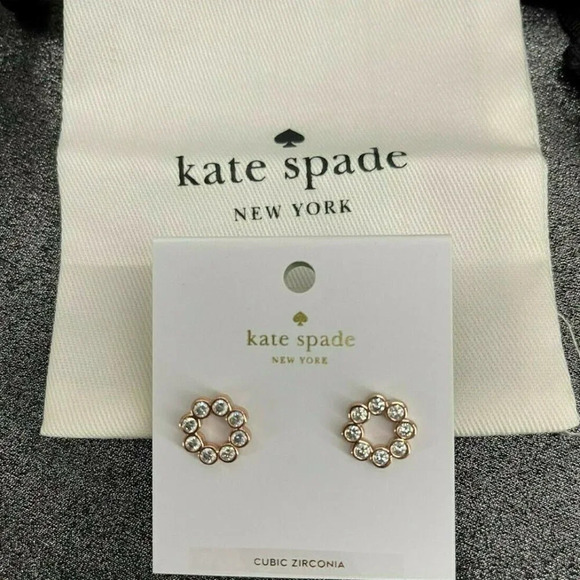 Kate Spade Rose-Gold Full Circle CZ Stud Earrings - Picture 2 of 3